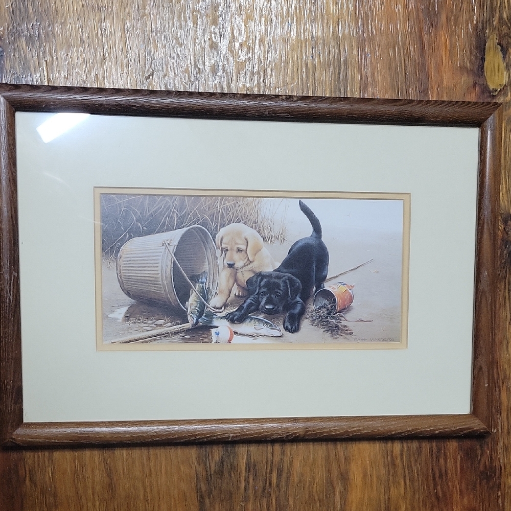 The Bass Masters, by Jim Lamb Framed Puppy Art Print